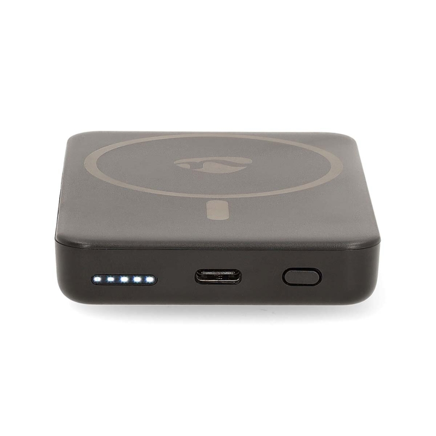 Lādētājakumulators 2in1 magnētisks ar bezvadu uzlādi MagSafe 5000 mAh melns