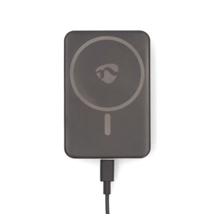 Lādētājakumulators 2in1 magnētisks ar bezvadu uzlādi MagSafe 5000 mAh melns