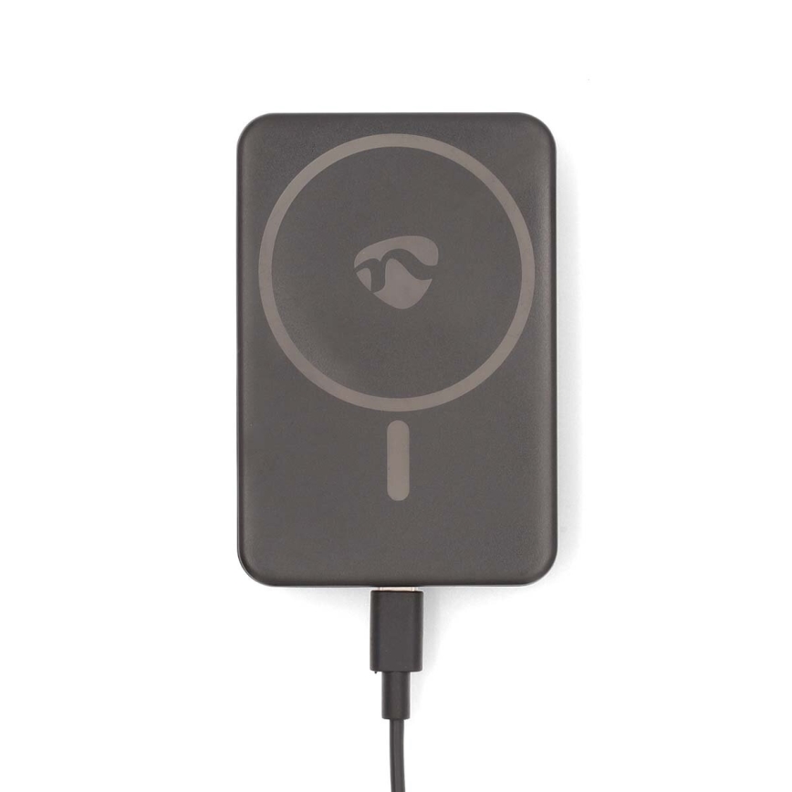 Lādētājakumulators 2in1 magnētisks ar bezvadu uzlādi MagSafe 5000 mAh melns