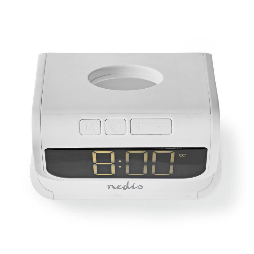 LED RGB Modinātāja pulkstenis ar bezvadu lādētāju LED/10W/5V balta