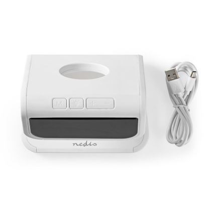 LED RGB Modinātāja pulkstenis ar bezvadu lādētāju LED/10W/5V balta