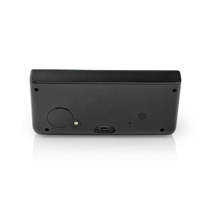 Modinātāja pulkstenis ar LCD ekrānu un bezvadu lādētājs 15W/230V + 1xCR2032 melna