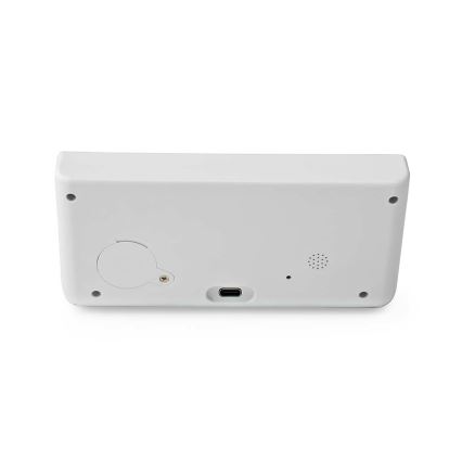 Modinātāja pulkstenis ar LCD ekrānu un bezvadu lādētājs 15W/230V + 1xCR2032 balta