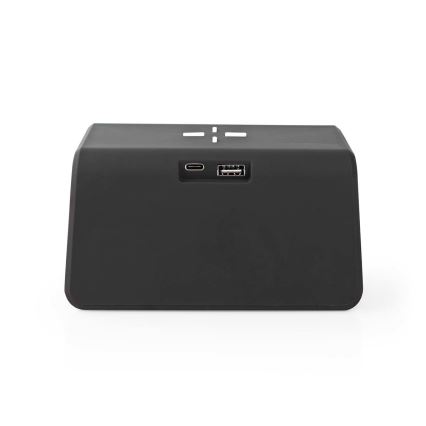 Modinātāja pulkstenis ar LCD ekrānu un bezvadu lādētājs 15W/230V 1x CR2032 melna