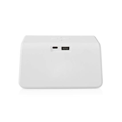 Modinātāja pulkstenis ar LCD ekrānu un bezvadu lādētājs 15W/230V 1x CR2032 balta