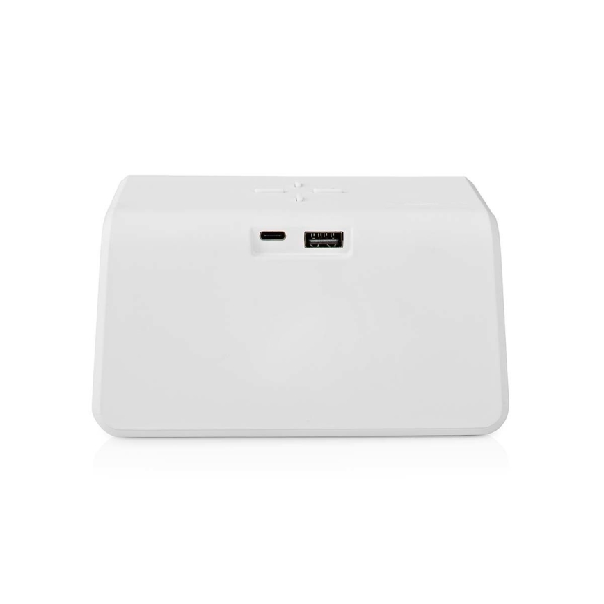Modinātāja pulkstenis ar LCD ekrānu un bezvadu lādētājs 15W/230V 1x CR2032 balta