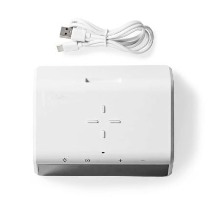Modinātāja pulkstenis ar LCD ekrānu un bezvadu lādētājs 15W/230V 1x CR2032 balta