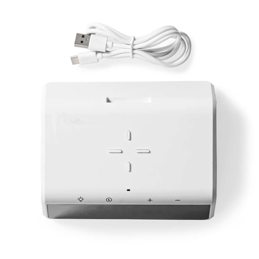 Modinātāja pulkstenis ar LCD ekrānu un bezvadu lādētājs 15W/230V 1x CR2032 balta