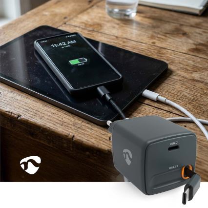 Lādētājs ar ievelkamu kabeli Power Delivery 65W 2xUSB-C melns