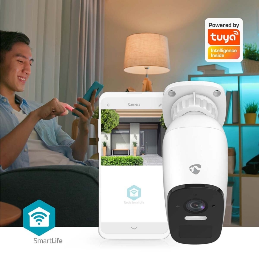 Viedā āra uzlādējams kamera ar sensoru SmartLife 4MP Quad HD 1440p 5V/5200mAh Wi-Fi Tuya IP66