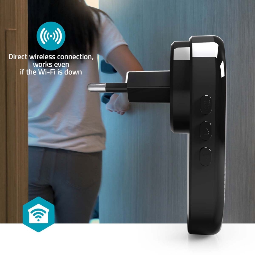 Gongs SmartLife Wi‑Fi durvju zvana, melns