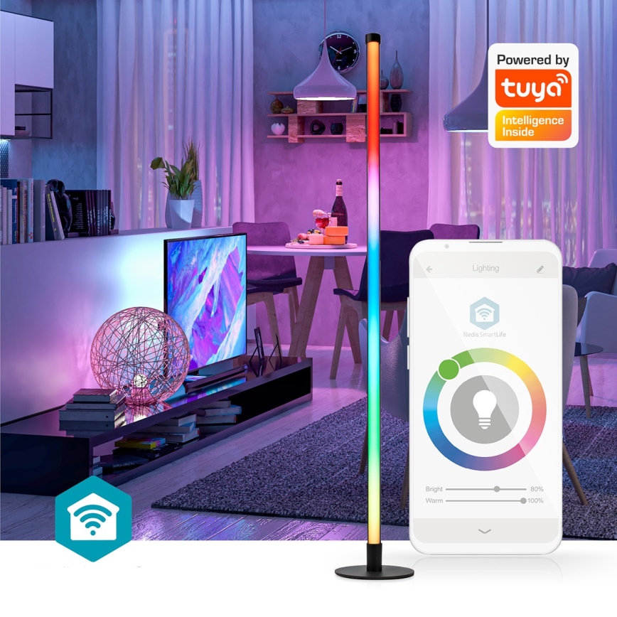 LED RGBIC Aptumšojama grīdas stāvlampa Smartlife LED/10W/230V 100,5 cm 2700-6500K Wi-Fi Tuya + tālvadības pults