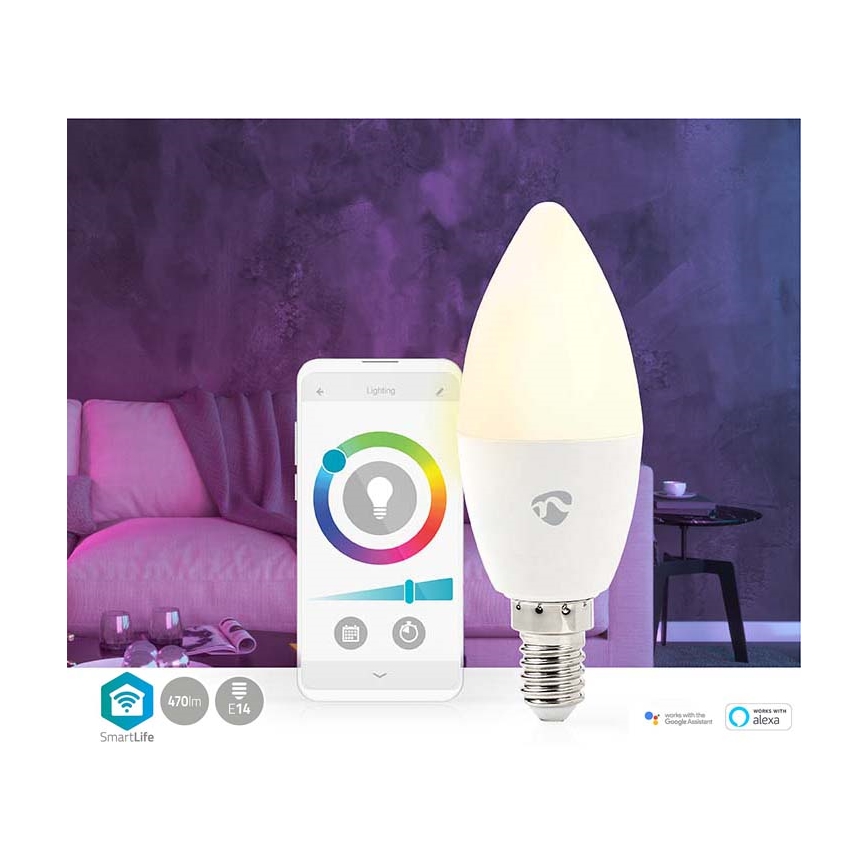 LED RGB Aptumšojama spuldze Smartlife E14/4,9W/230V Wi-Fi 2700-6500K