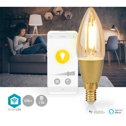 LED Aptumšojama spuldze Smartlife E14/4,9W/230V 1800-3000K Wi-Fi Tuya