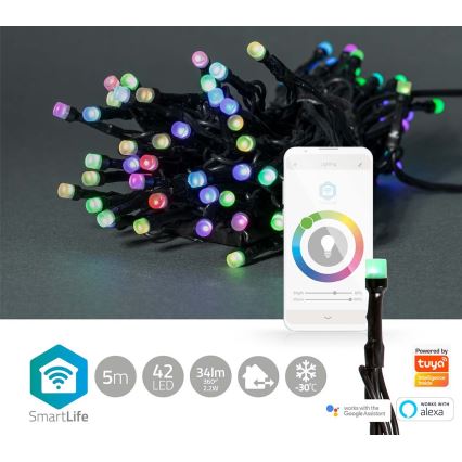 LED RGB Ziemassvētku āra virtene 42xLED/8 funkcijas 8m IP65 Wi-Fi Tuya