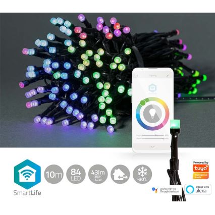 LED RGB Ziemassvēku āra virtene 84xLED/8 funkcijas 13m IP65 Wi-Fi Tuya