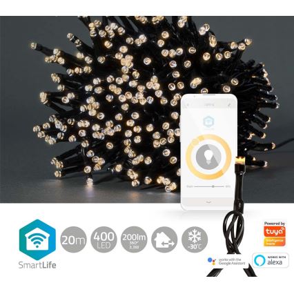 LED Ziemassvētku āra virtene 400xLED/8 funkcijas 25m IP65 Wi-Fi Tuya silti balta