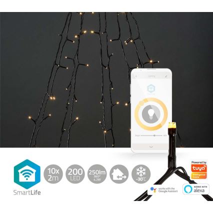 LED Ziemassvētku āra aizkars 200xLED/8 funkcijas 10x2m IP65 Wi-Fi Tuya silti balta