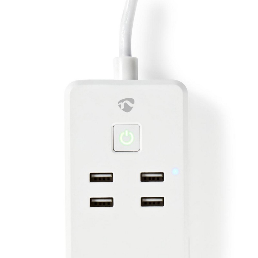 Pagarinātāja vads ar slēdzi WIFI 3z F/4xUSB/16A 1,8 m