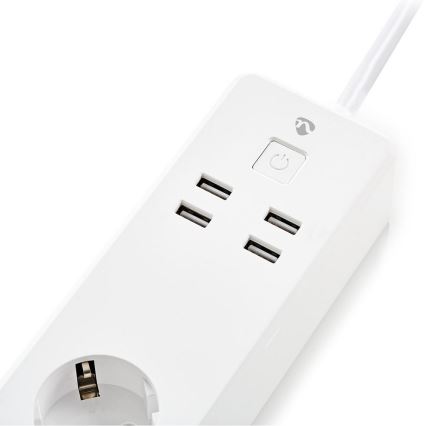 Pagarinātāja vads ar slēdzi WIFI 3z F/4xUSB/16A 1,8 m