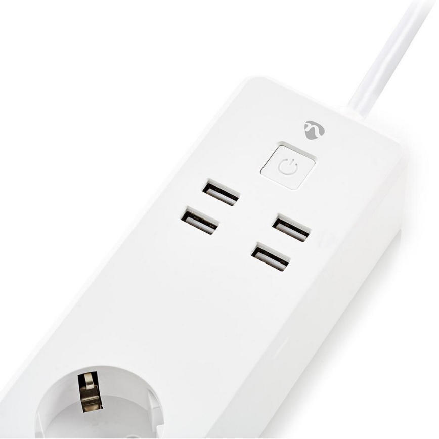 Pagarinātāja vads ar slēdzi WIFI 3z F/4xUSB/16A 1,8 m