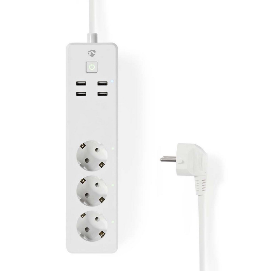 Pagarinātāja vads ar slēdzi WIFI 3z F/4xUSB/16A 1,8 m