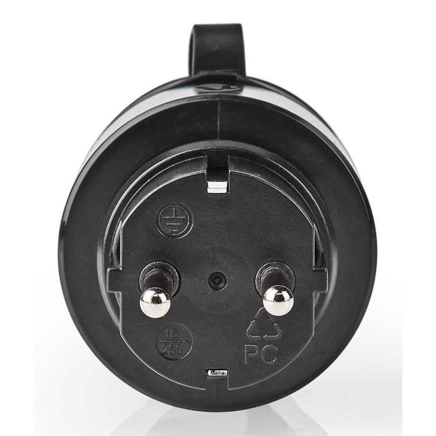 Viedā kontaktligzda 3680W/230V/Schuko Type F/16A Wi-Fi IP44 melna