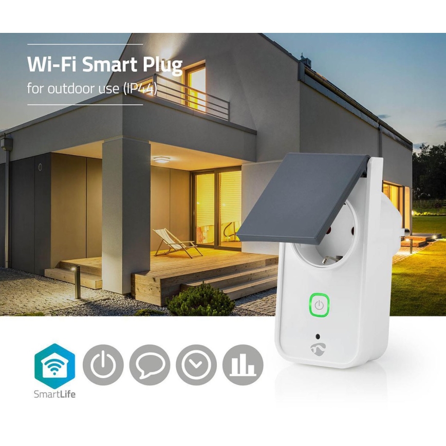 Viedā āra kontaktligzda 3680W/230V/Tips F SCHUKO/16A Wi-Fi IP44