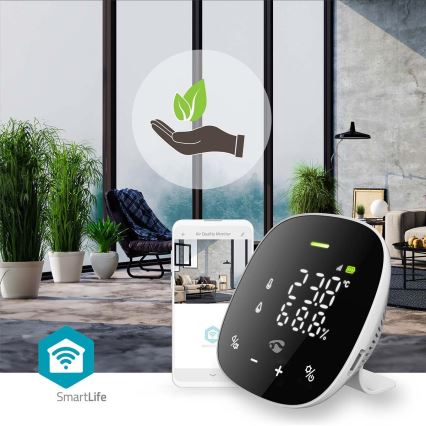 Viedais gaisa kvalitātes monitors ar LED ekrāns SmartLife Wi-Fi