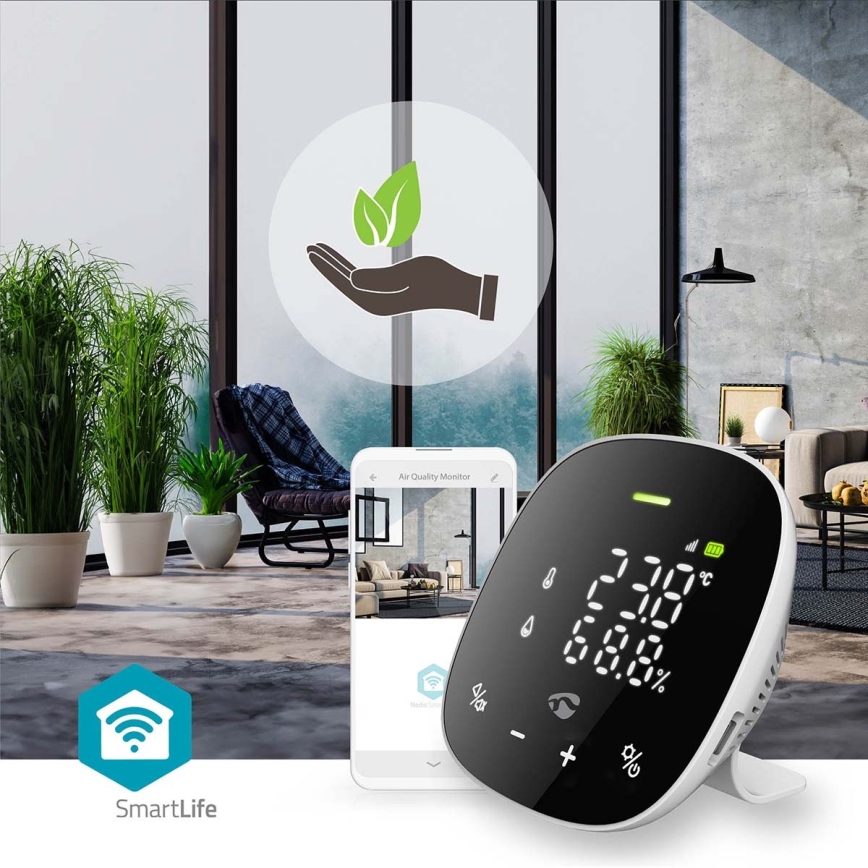 Viedais gaisa kvalitātes monitors ar LED ekrāns SmartLife Wi-Fi