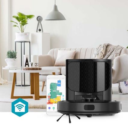Viedais robota putekļu sūcējs ar mopu SmartLife 5200 mAh Wi-Fi Tuya melna + tālvadības pults
