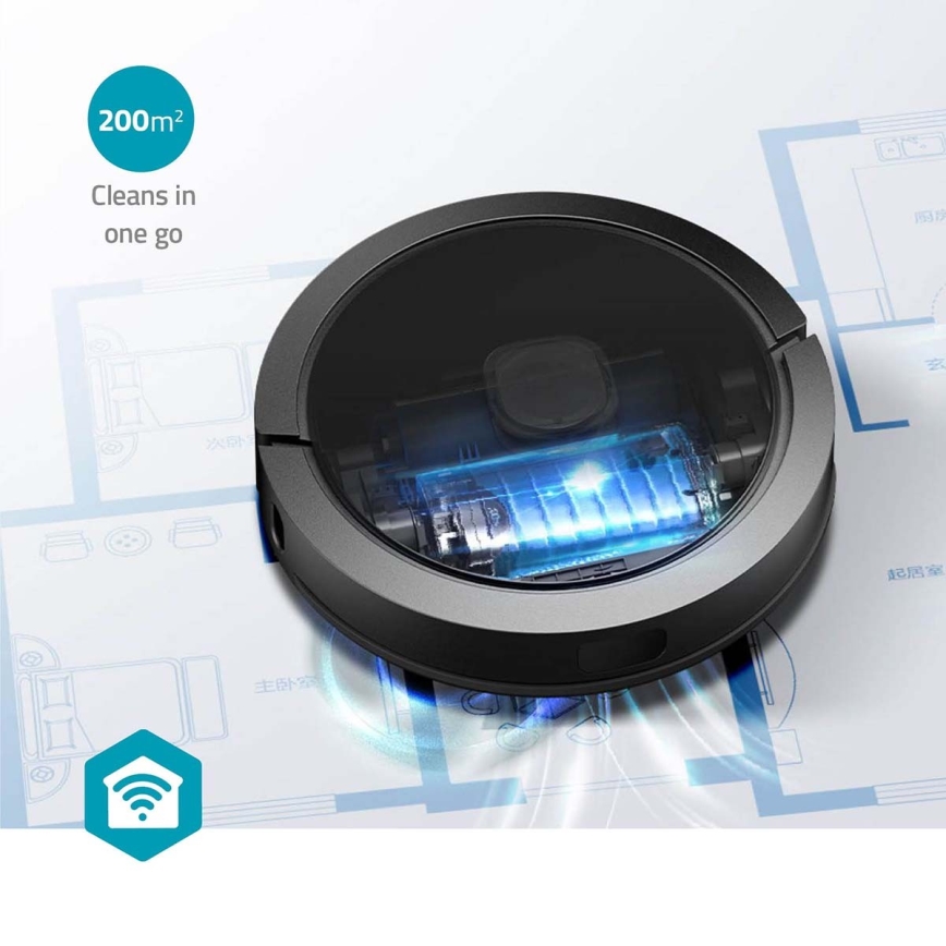 Viedais robota putekļu sūcējs ar mopu SmartLife 5200 mAh Wi-Fi Tuya melna + tālvadības pults