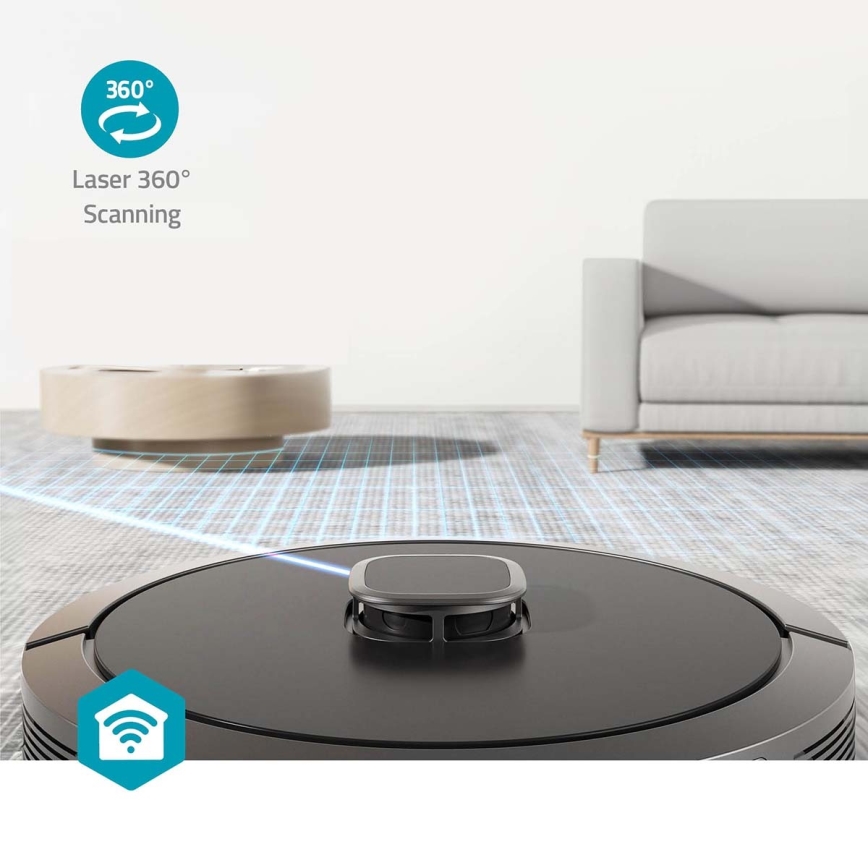 Viedais robota putekļu sūcējs ar mopu SmartLife 5200 mAh Wi-Fi Tuya melna + tālvadības pults