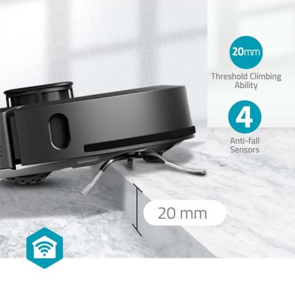 Viedais robota putekļu sūcējs ar mopu SmartLife 5200 mAh Wi-Fi Tuya melna + tālvadības pults