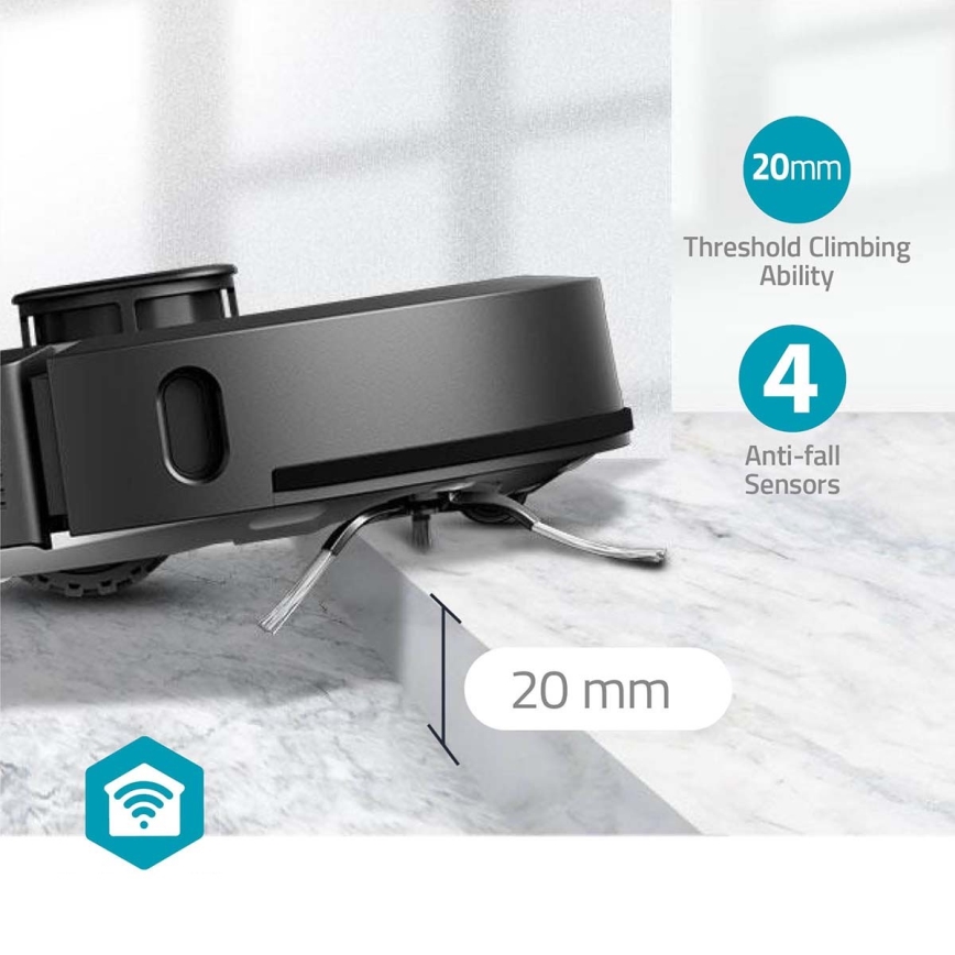 Viedais robota putekļu sūcējs ar mopu SmartLife 5200 mAh Wi-Fi Tuya melna + tālvadības pults