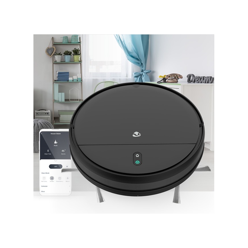Gudrs robotu putekļsūcējs ar mopu 28W/2500 mAh Wi-Fi melns + tālvadības pults