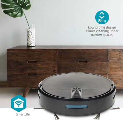 Viedais robotu putekļsūcējs ar mopu SmartLife 2600 mAh Wi‑Fi Tuya melns + tālvadības pults