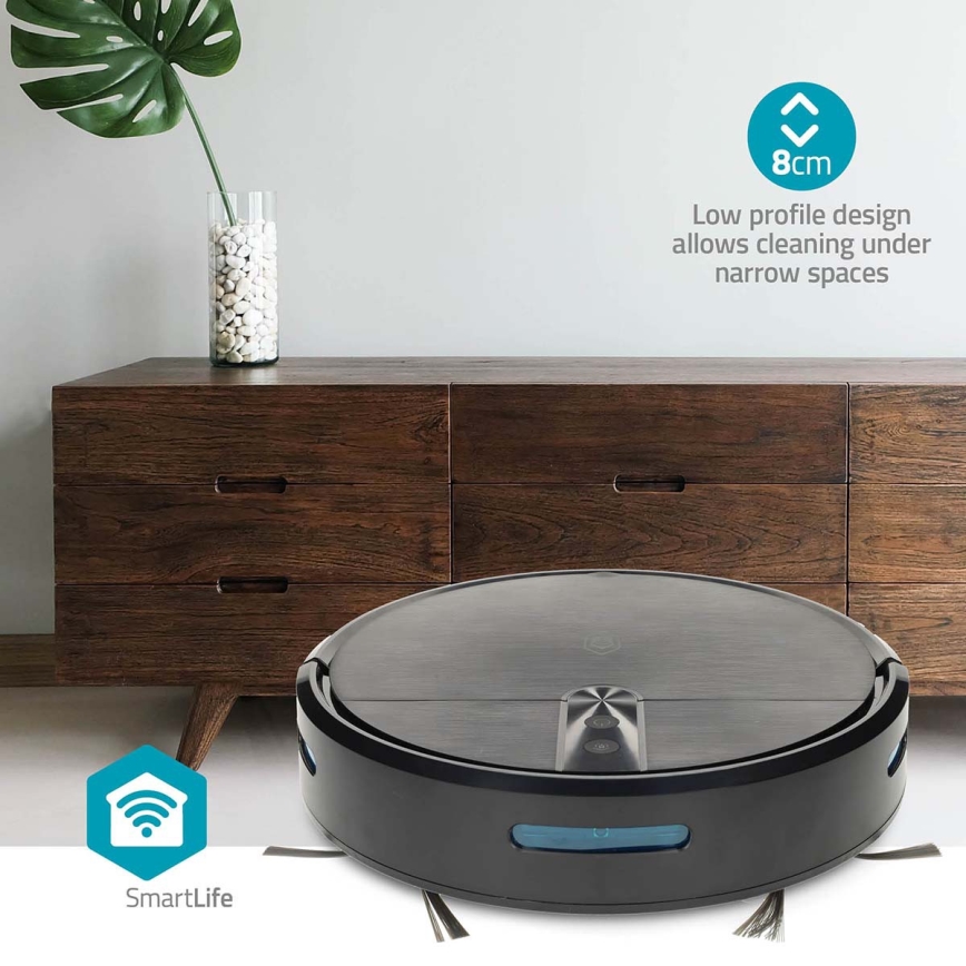 Viedais robotu putekļsūcējs ar mopu SmartLife 2600 mAh Wi‑Fi Tuya melns + tālvadības pults