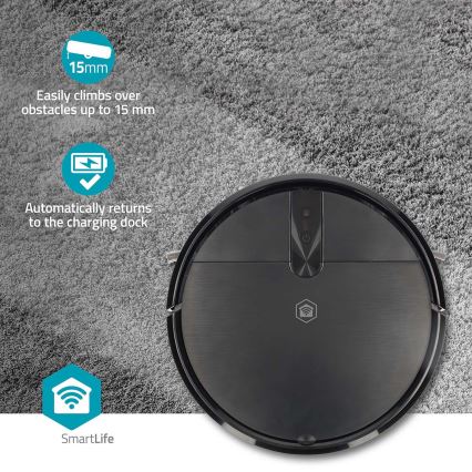 Viedais robotu putekļsūcējs ar mopu SmartLife 2600 mAh Wi‑Fi Tuya melns + tālvadības pults