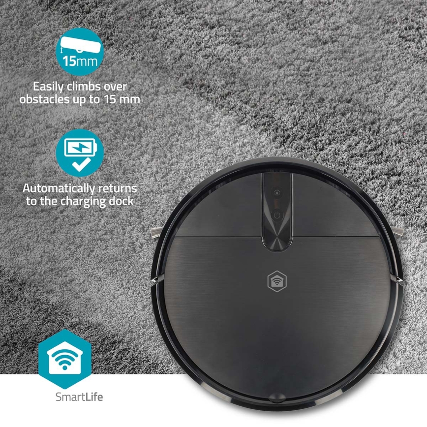 Viedais robotu putekļsūcējs ar mopu SmartLife 2600 mAh Wi‑Fi Tuya melns + tālvadības pults