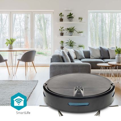 Viedais robotu putekļsūcējs ar mopu SmartLife 2600 mAh Wi‑Fi Tuya melns + tālvadības pults