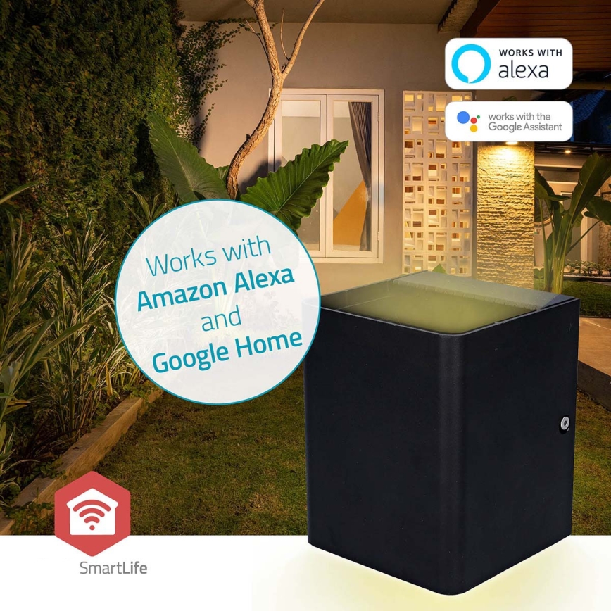 LED RGBW regulējams āra sienas gaismeklis SmartLife LED/12W/230V IP65 Wi-Fi Tuya melns