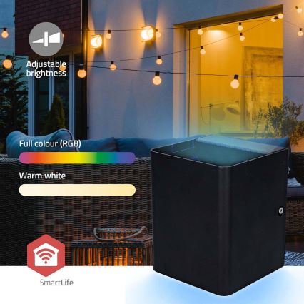 LED RGBW regulējams āra sienas gaismeklis SmartLife LED/12W/230V IP65 Wi-Fi Tuya melns