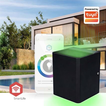 LED RGBW regulējams āra sienas gaismeklis SmartLife LED/12W/230V IP65 Wi-Fi Tuya melns