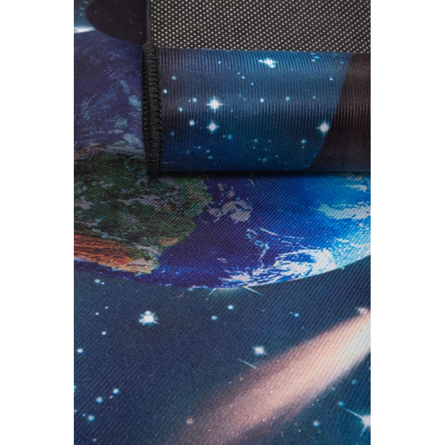 Neslīdošs bērnu paklājs PRINT 3D 120x160 cm ar planētām/koši krāsains