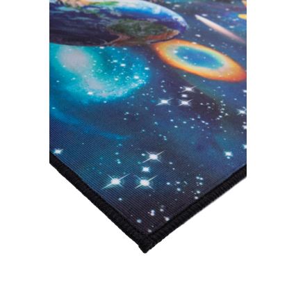 Neslīdošs bērnu paklājs PRINT 3D 120x160 cm ar planētām/koši krāsains