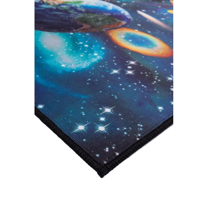 Neslīdošs bērnu paklājs PRINT 3D 120x160 cm ar planētām/koši krāsains