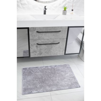 Neslīdošs vannas istabas paklājiņš CHENILLE 50x80 cm pelēks