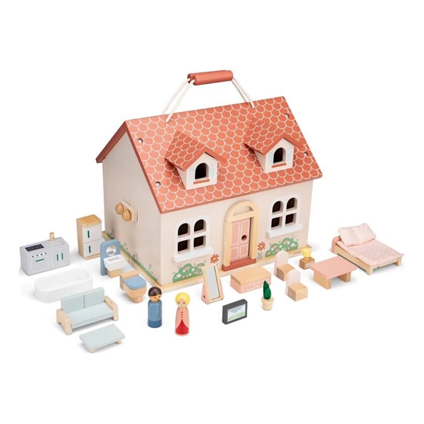 New Classic Toys - Koka leļļu māja sarkana