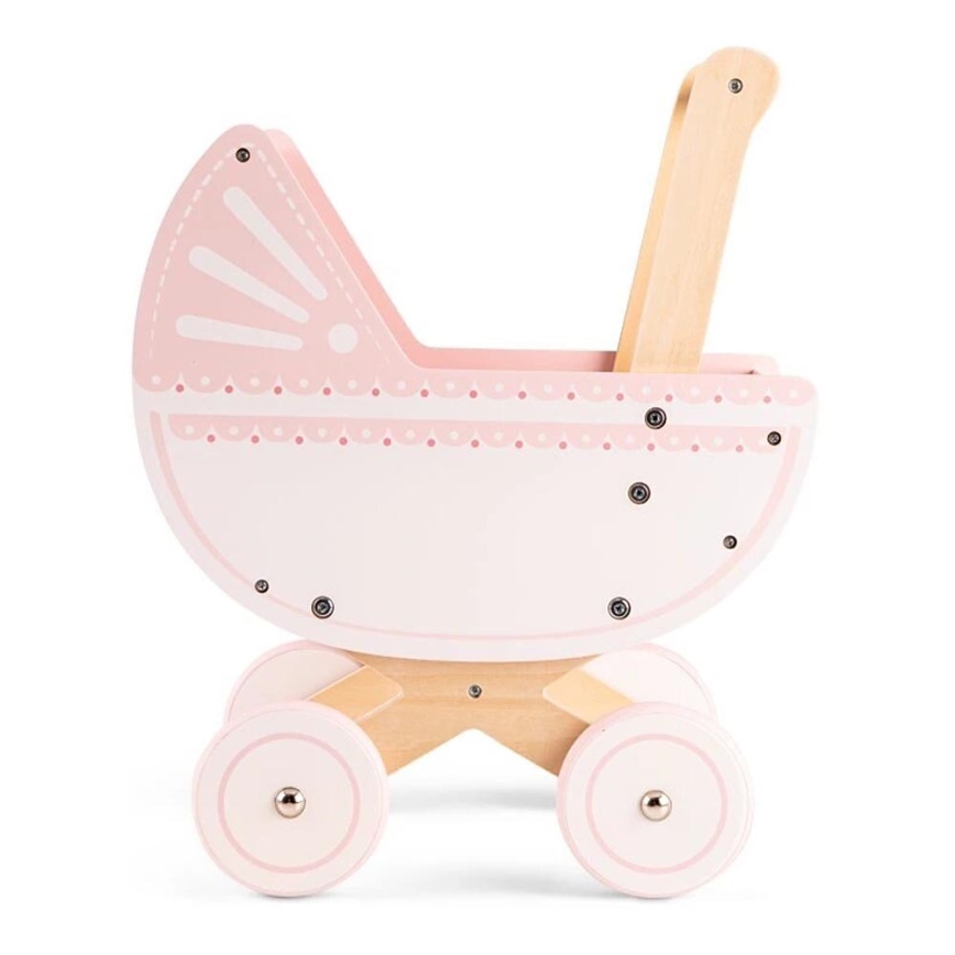 New Classic Toys - Koka leļļu ratiņi rozā